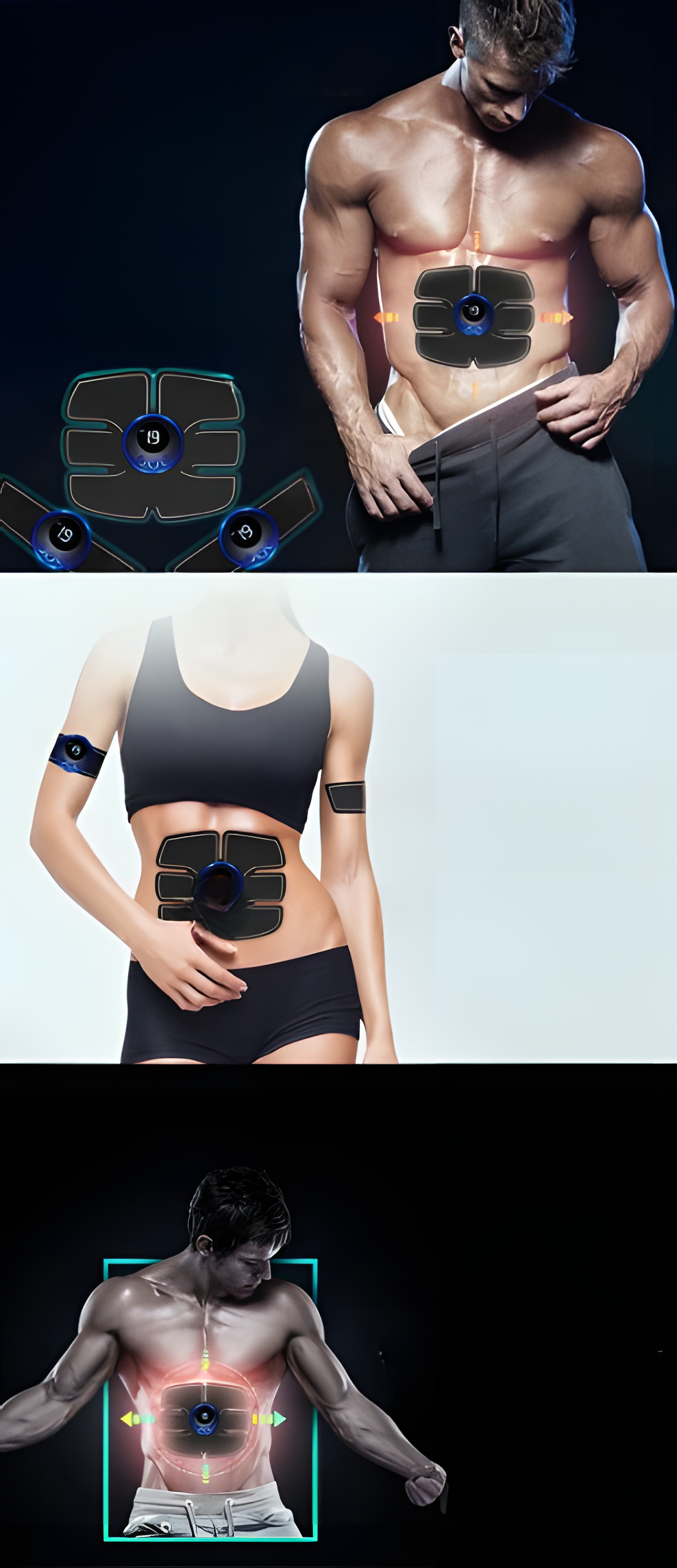 Appareil intelligent d'entraînement des muscles abdominaux rechargeable par USB – Appareil d'entraînement pour le tronc et la taille